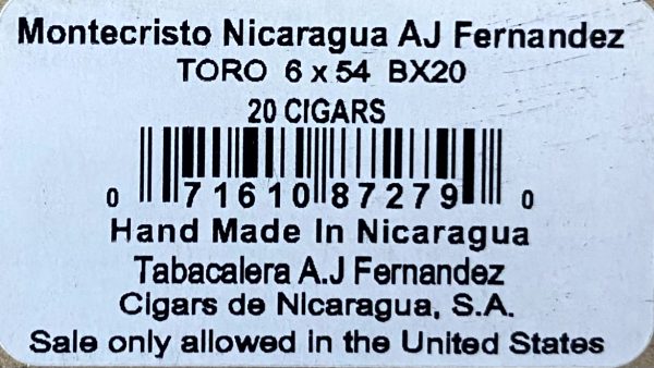 Montecristo Nicaragua AJ Fernandez Toro - Image 2