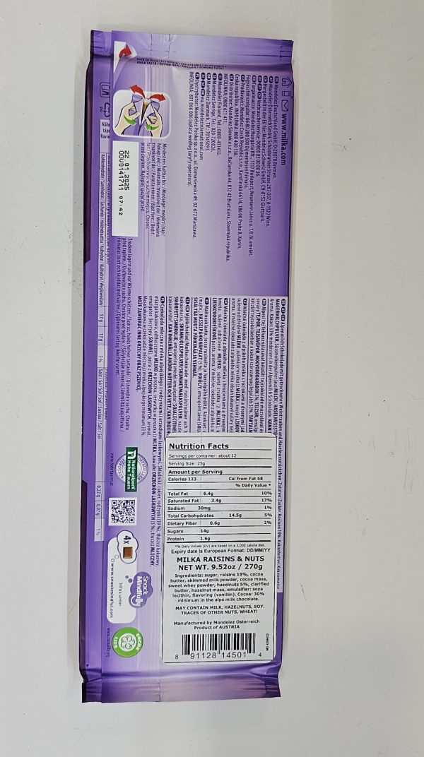Milka MMMAX Trauben-Nuts Hazelnuts And Raisins 270g - Image 3