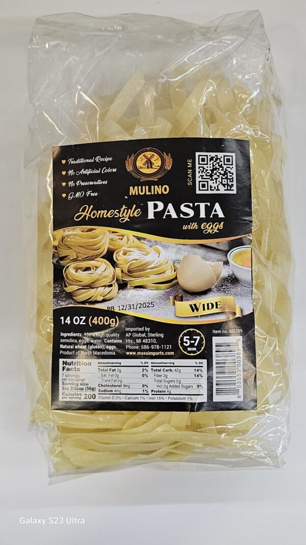 Mulino Homestyle Pasta With Eggs Wide 400g