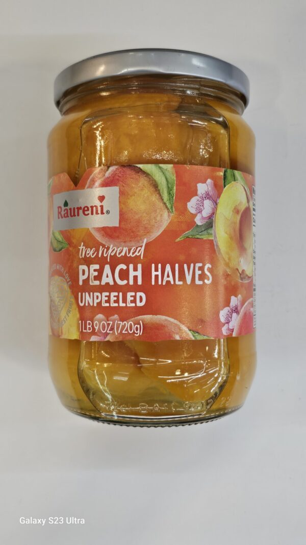 Raureni Tree Ripened Peach Halves Unpeeled 720g