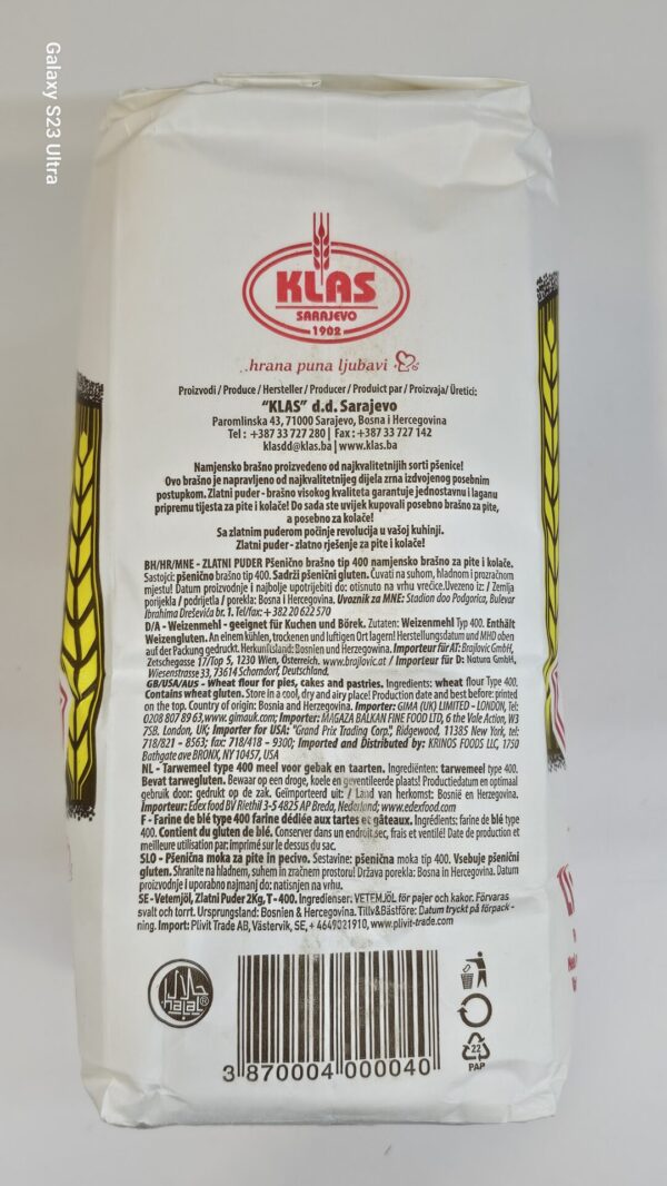 Klas Sarajevo Zlatni Puder Flour For Cakes & Pies 2kg - Image 3
