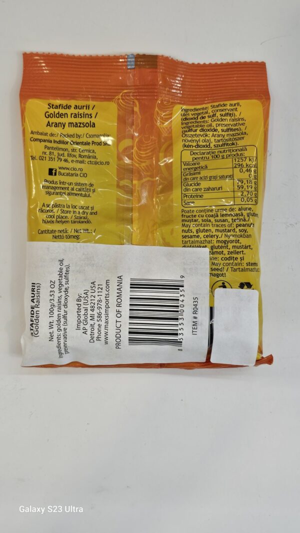 Livada Stafide Aurii Golden Raisins 100g - Image 3