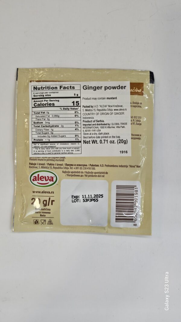Aleva Dumbir Mleveni Ginger Powder 20g - Image 3