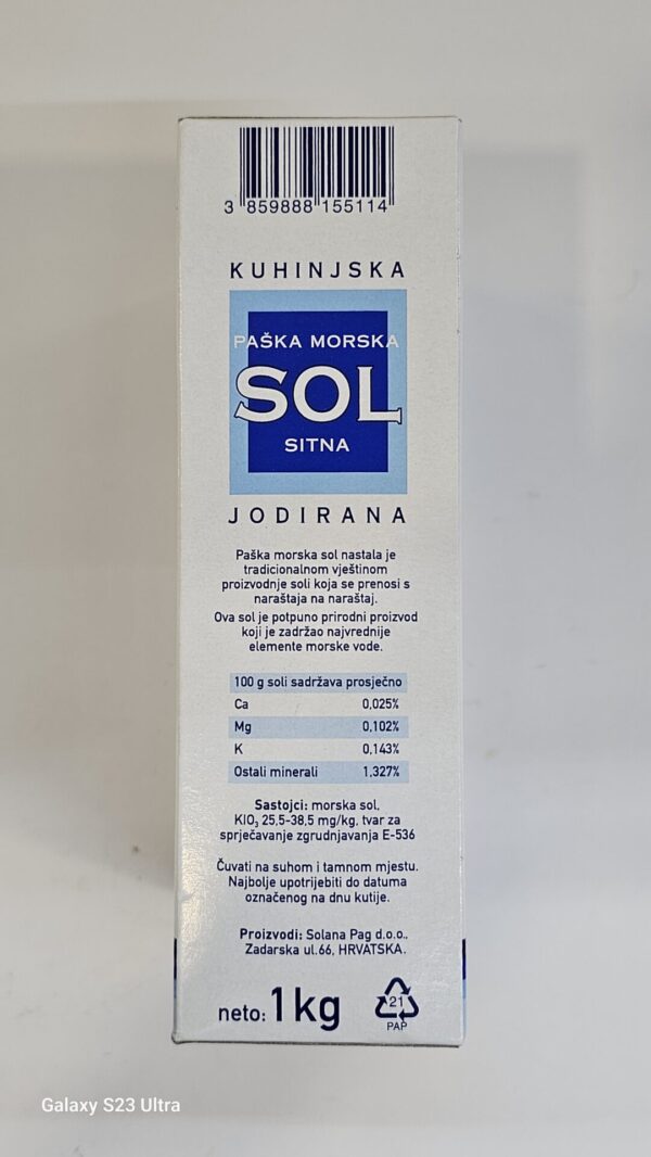 Solana Pag Fine Sea Salt Iodized 1kg - Image 3
