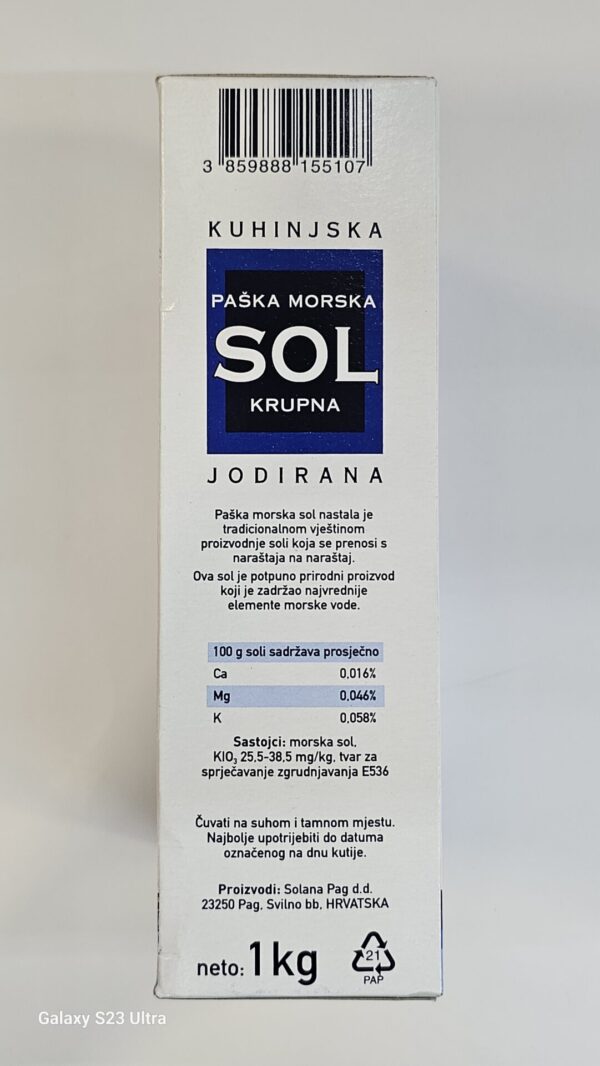 Solana Pag Paska Morska Sol Krupna Jodirana 1kg - Image 3