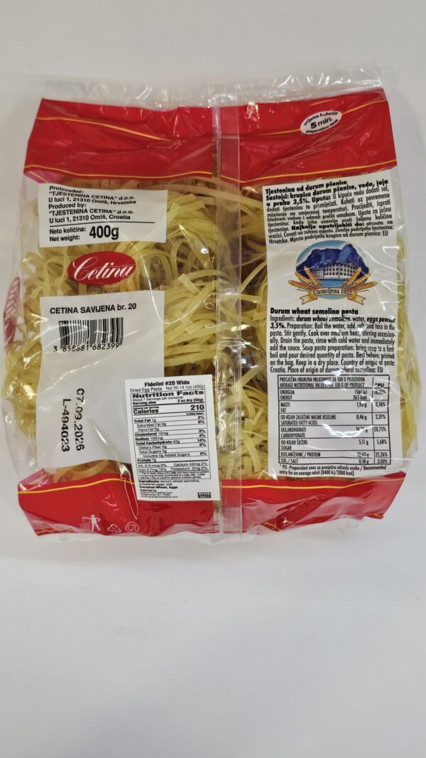 Cetina Durum Wheat Semolina Pasta 400g - Image 3
