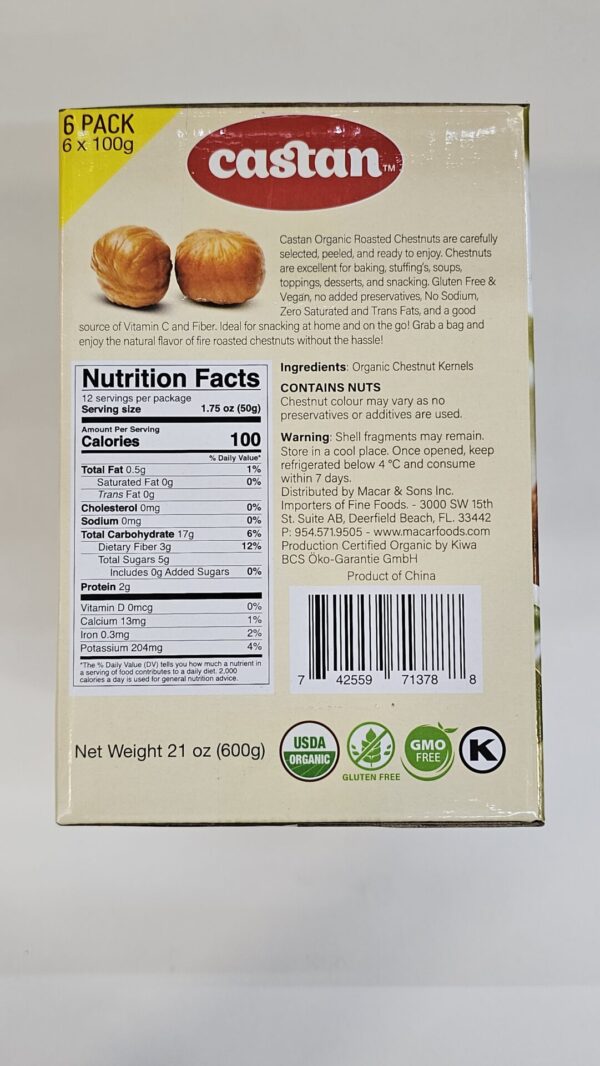 Castan Roasted Whole Chestnuts 600g - Image 3