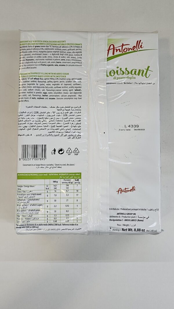 Antonelli Croissant With No Added Sugar Apricot 252g - Image 3