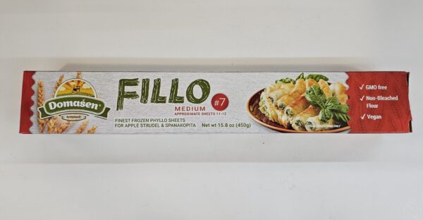 Fillo Medium Frozen Phyllo Sheets For Apple Strudel & Spanakopita Domasen 450g