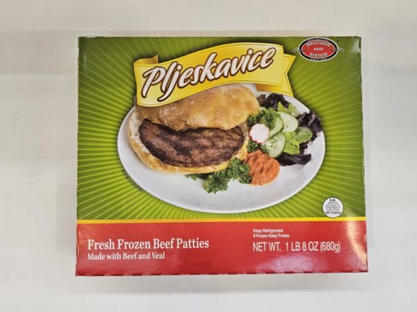 Pljeskavice Fresh Frozen Beef Patties Made With Beaf & Veal 680g
