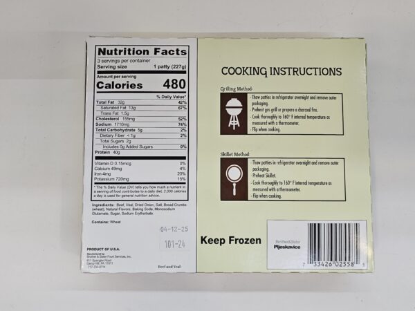 Pljeskavice Fresh Frozen Beef Patties Made With Beaf & Veal 680g - Image 3