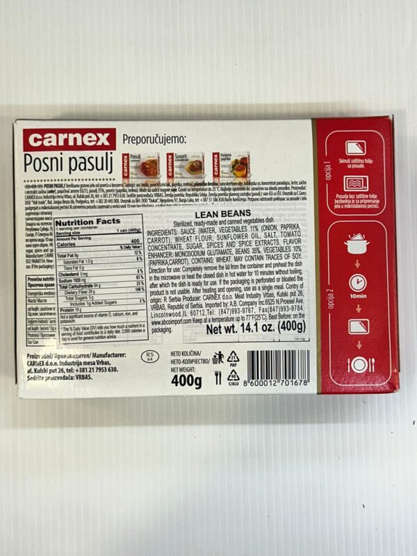 Carnex Posni Pasulj Lean Beans 400g - Image 2