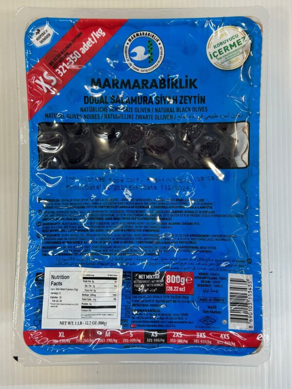 Marmarabirlik Naturel Black Olives 800g