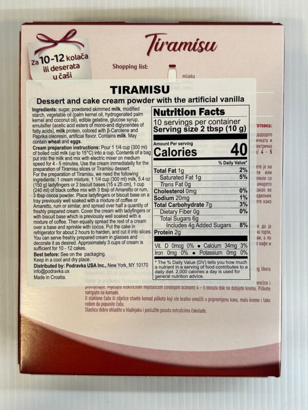 Dolcela Tiramisu Dessert And Cake Cream Powder 100g - Image 3