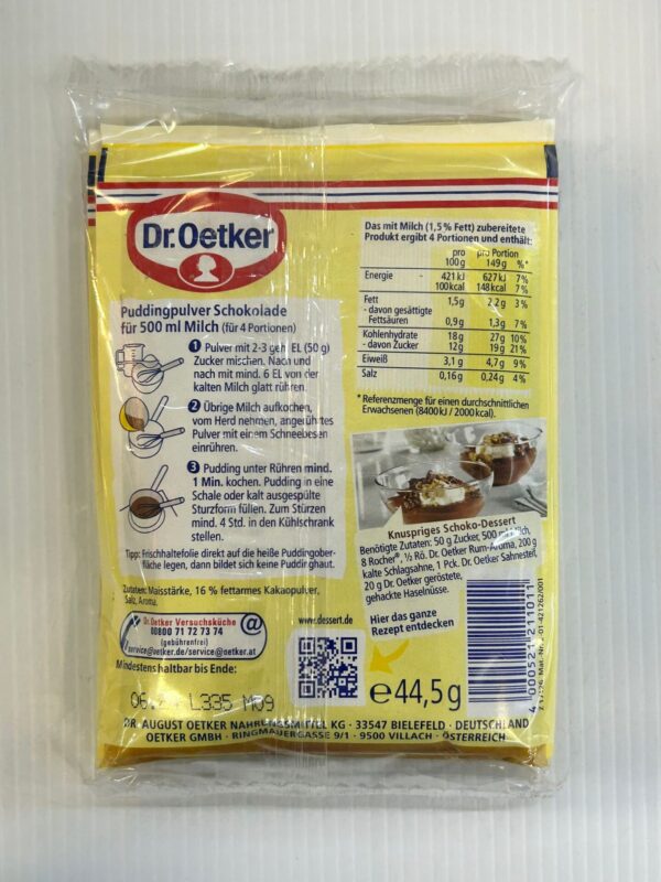Dr. Oetker Original Pudding Schokolade 44.5g - Image 2