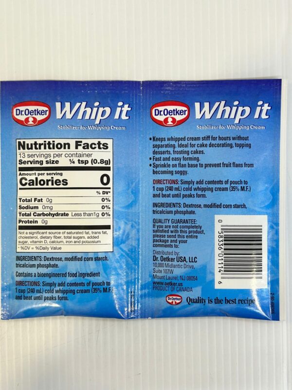 Dr. Oetker Whip It  Stabilizer For Whipping Cream 10g - Image 2