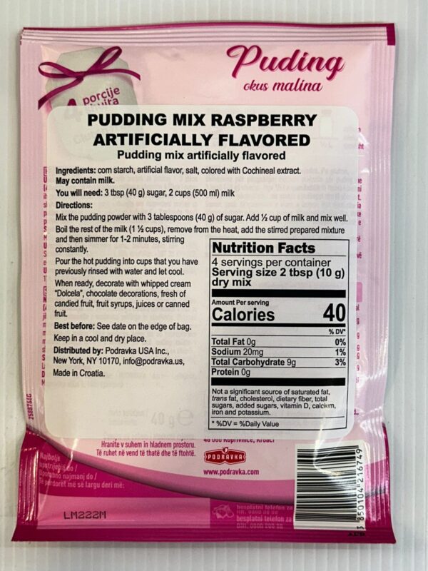 Dolcela Pudding Mix Raspberry 40g - Image 2