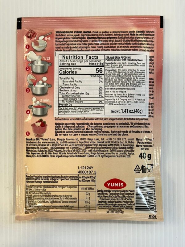 Yumis Jagoda Strawberry Pudding 40g - Image 3