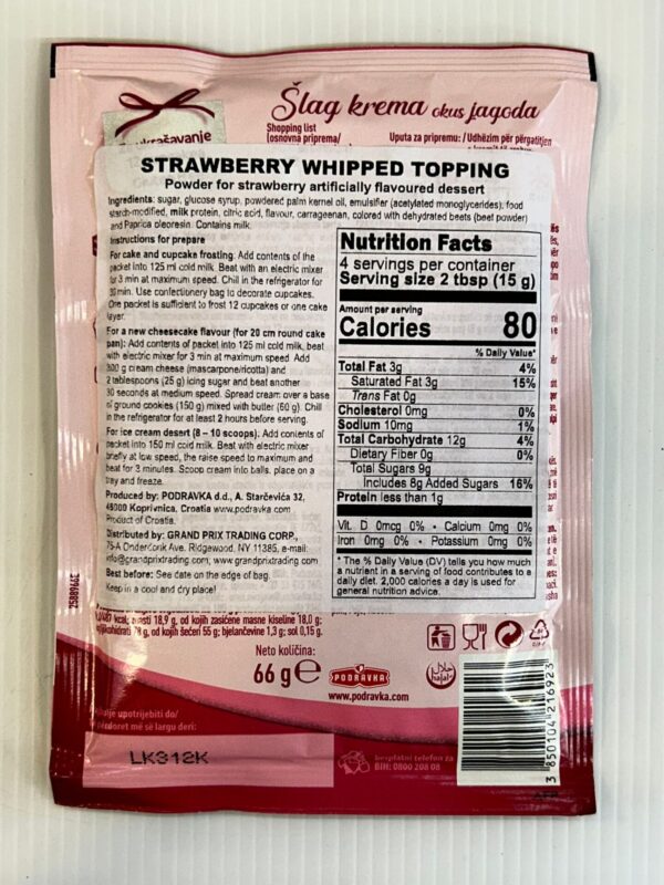 Dolcela Strawberry Whipped Topping 66g - Image 3
