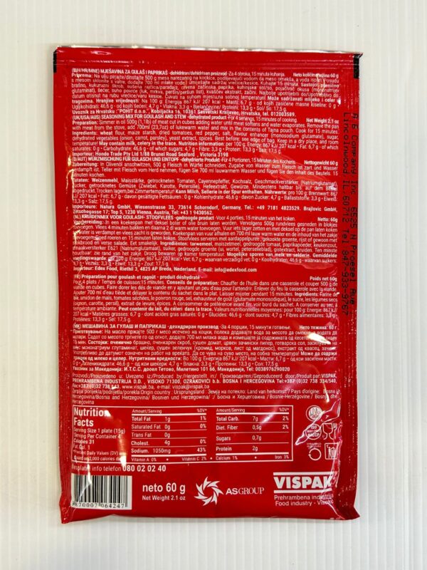 Vispak Tajna Seasoning Mix For Goulash And Stew 60g - Image 3