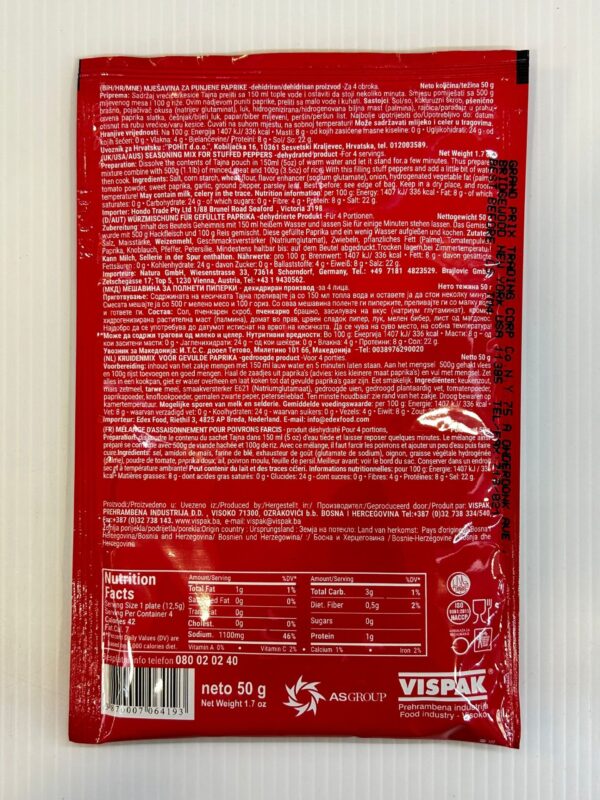Vispak Tajna Seasoning Mix For Stuffed Peppers 50g - Image 2
