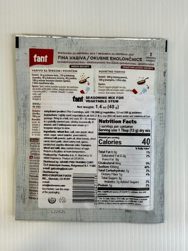 Fant Seasoning Mix For Vegetable Stew 40g - Image 3