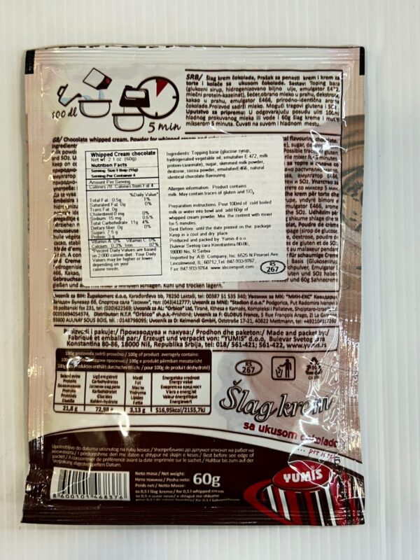 Yumis Slag Krem Whipped Cream Chocolate 60g - Image 3