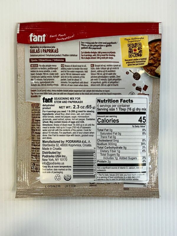 Fant Seasoning Mix For Stew And Paprikash 65g - Image 2