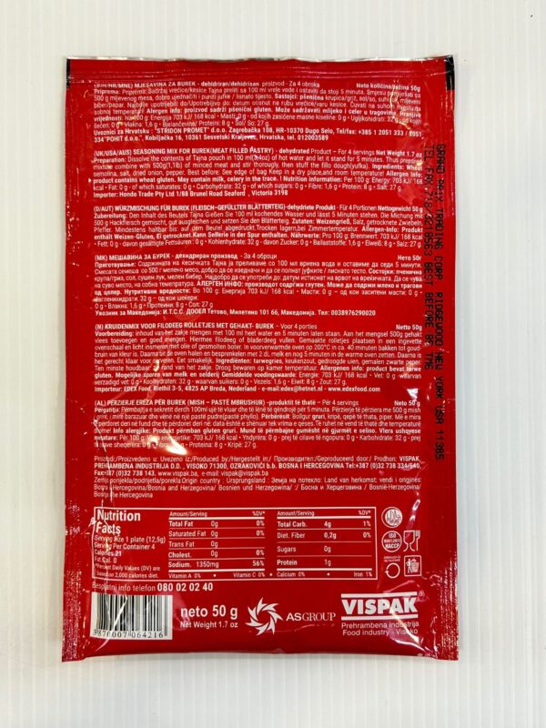 Vispak Tajna Seasoning Mix For Burek Meat Filled Pastry 50g - Image 3
