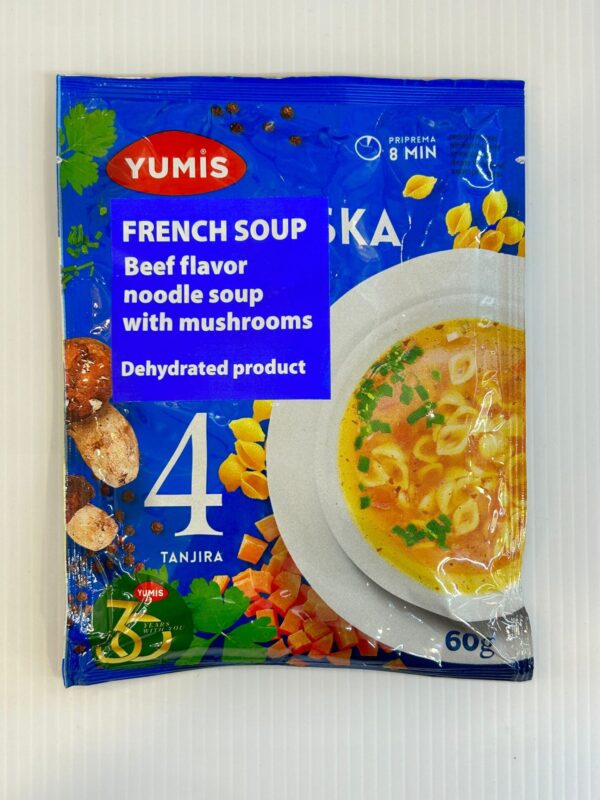 Yumis French Soup Beef Flavor Noodle Soup With Mushrooms 60g