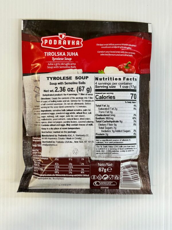 Podravka Tyrolese Soup With Semolina Balls 67g - Image 3