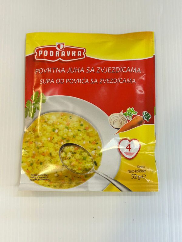 Podravka Vegetable Soup With Star Shaped Pasta 52g