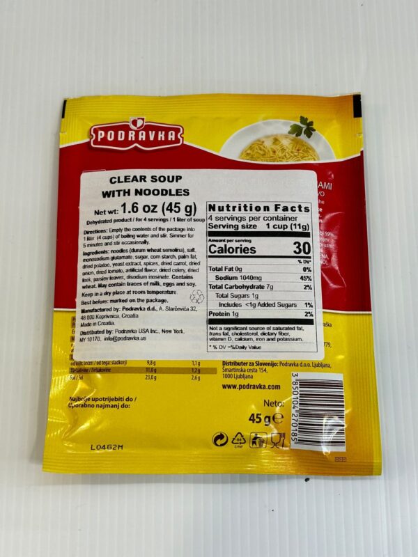 Podravka Clear Soup With Noodles 45g - Image 3