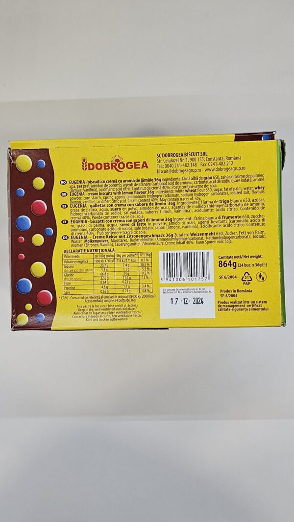 Dobrogea Eugenia Biscuits With Lemon Flavour 24 Pachete 36g (864g) - Image 3