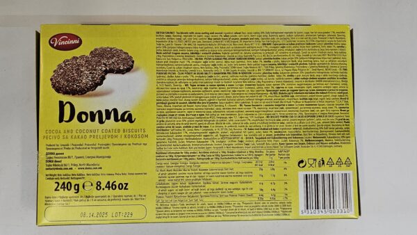 Vincinni Donna Cocoa & Coconut Coated Biscuits 240g - Image 3