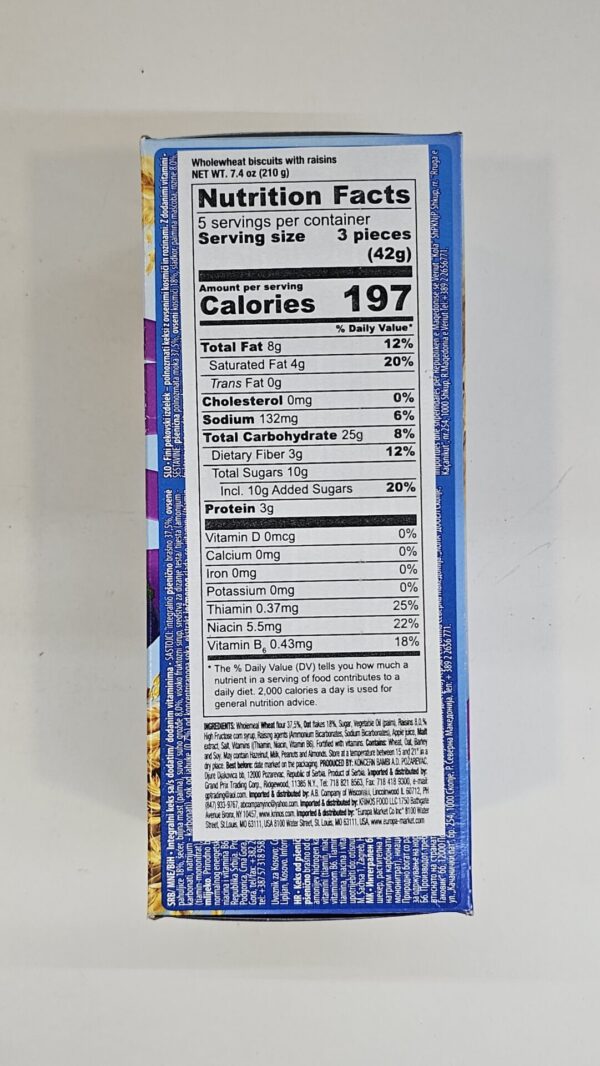 Bambi Wellness Suvo Grozde Wholewheat Biscuits With Raisins 210g - Image 3